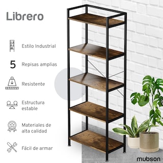 Foto 2 | Librero Mubson Zilo color Marrón con 5 Repisas