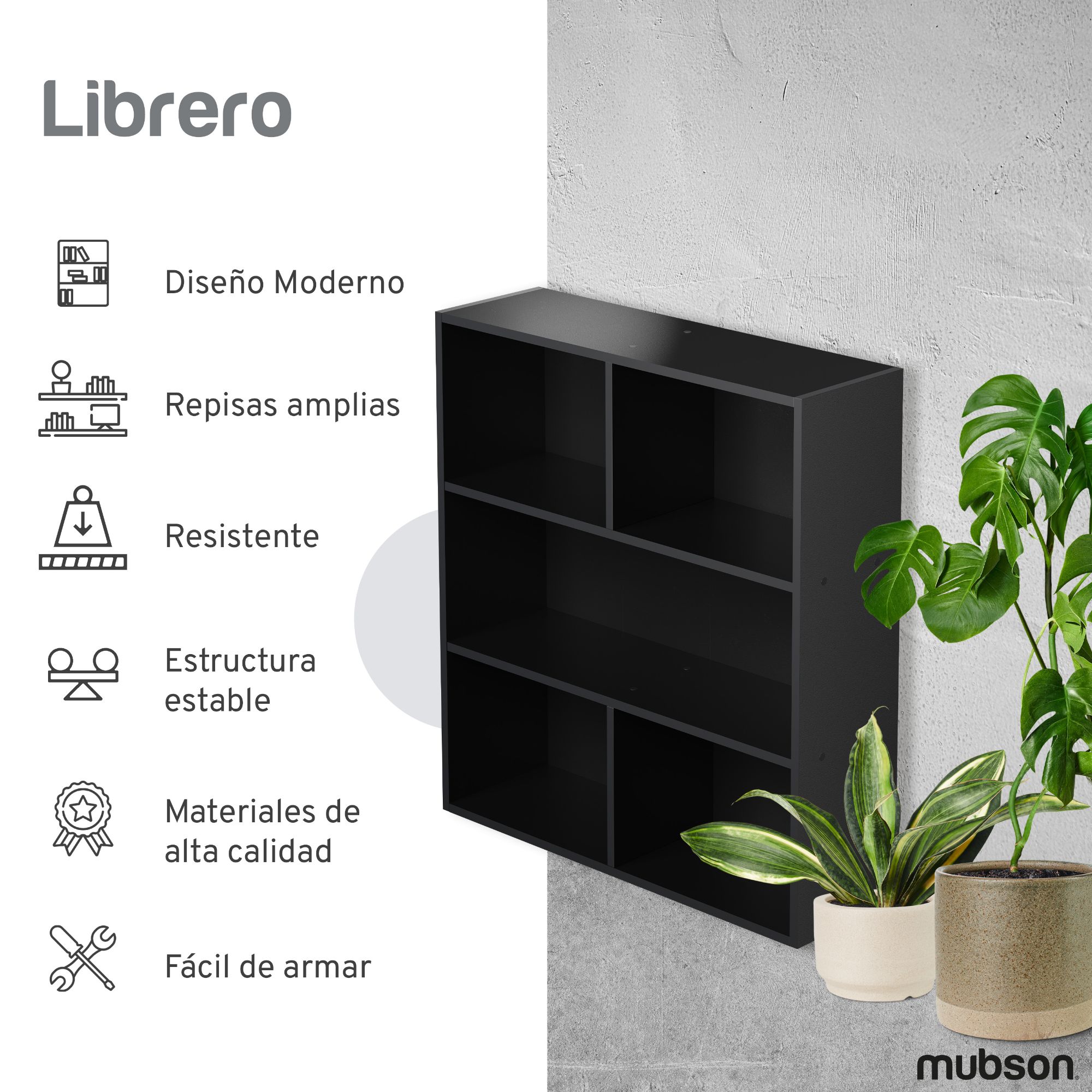 Foto 3 pulgar | Librero Mubson Laiber color Negro con 3 Niveles