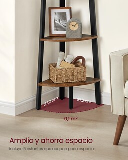 Foto 3 | Estante De Esquina Vasagle, 5 Niveles, Marco De Acero Rústico, Marrón