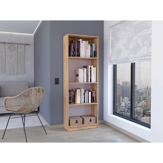Foto 1 | Biblioteca Home, Macadamia Y Blanco Duqueza, Con Cuatro Entrepaños
