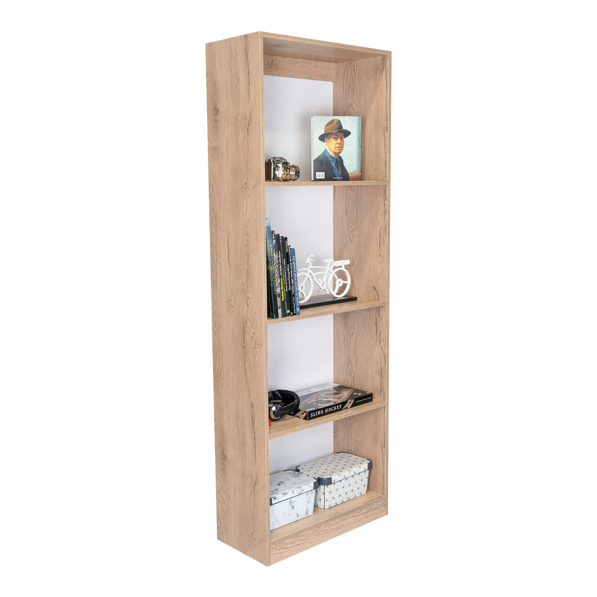 Foto 4 pulgar | Biblioteca Home, Macadamia Y Blanco Duqueza, Con Cuatro Entrepaños
