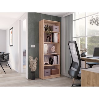 Foto 1 | Biblioteca Home, Macadamia Y Blanco Duqueza, Con Cinco Entrepaños