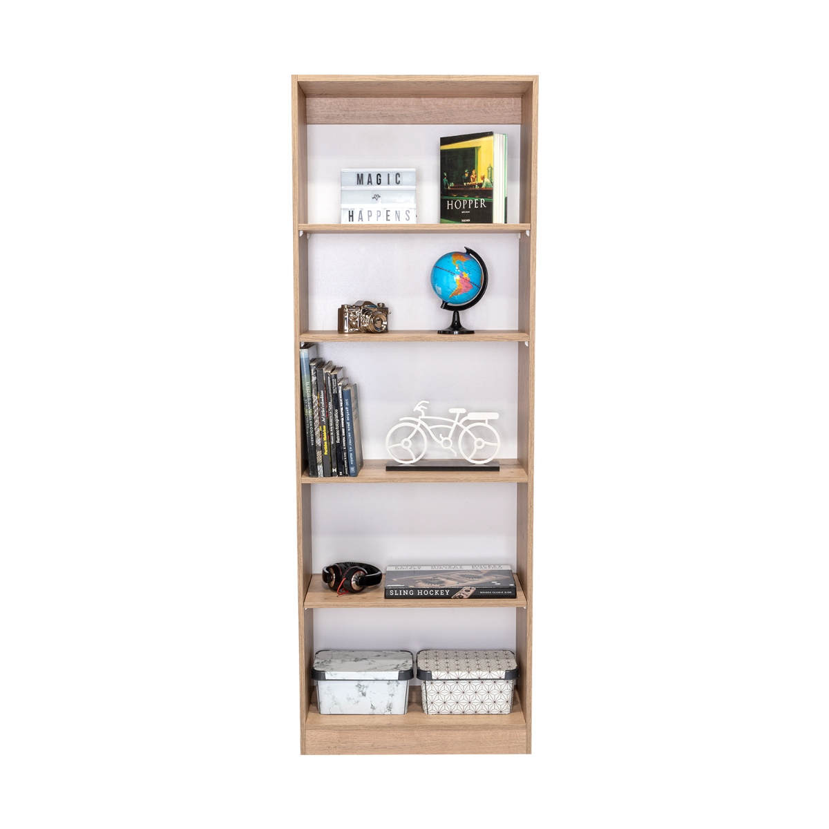 Foto 2 | Biblioteca Home, Macadamia Y Blanco Duqueza, Con Cinco Entrepaños