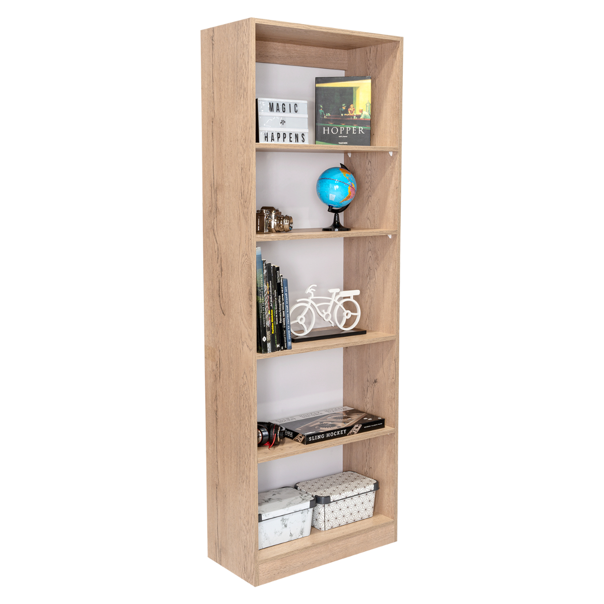 Foto 4 pulgar | Biblioteca Home, Macadamia Y Blanco Duqueza, Con Cinco Entrepaños