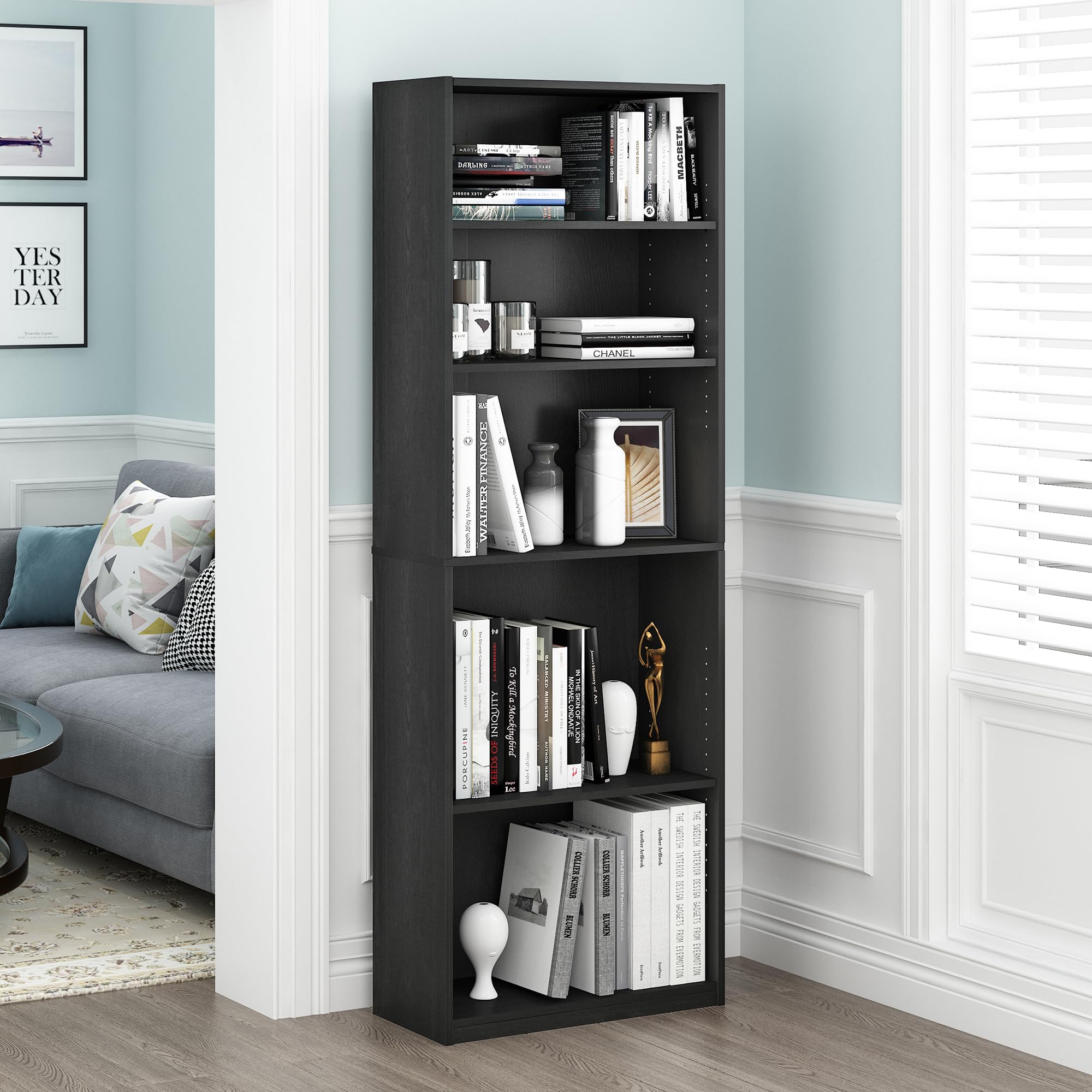 Foto 3 | Librería Furinno Jaya Simply Home Con 5 Estantes Y 5 Niveles, Negra - Venta Internacional.