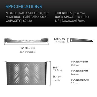 Foto 6 | Estante Ac Infinity, Voladizo Ventilado, 1 U, 10 Cm, 60 Kg, 19 Pulgadas - Venta Internacional.