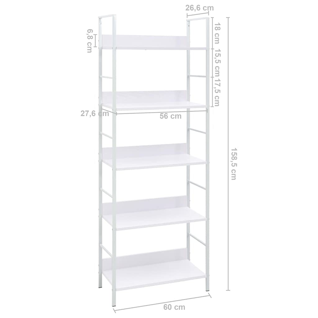 Foto 5 pulgar | Estantería Para Libros Vidaxl De 5 Capas  Color Blanco  60 X 27 6 X 158 5 Cm  Madera Artificial - Venta Internacional.