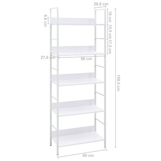 Foto 4 | Estantería Para Libros Vidaxl De 5 Capas Color Blanco 60 X 27 6 X 158 5 Cm Madera Artificial - Venta Internacional.