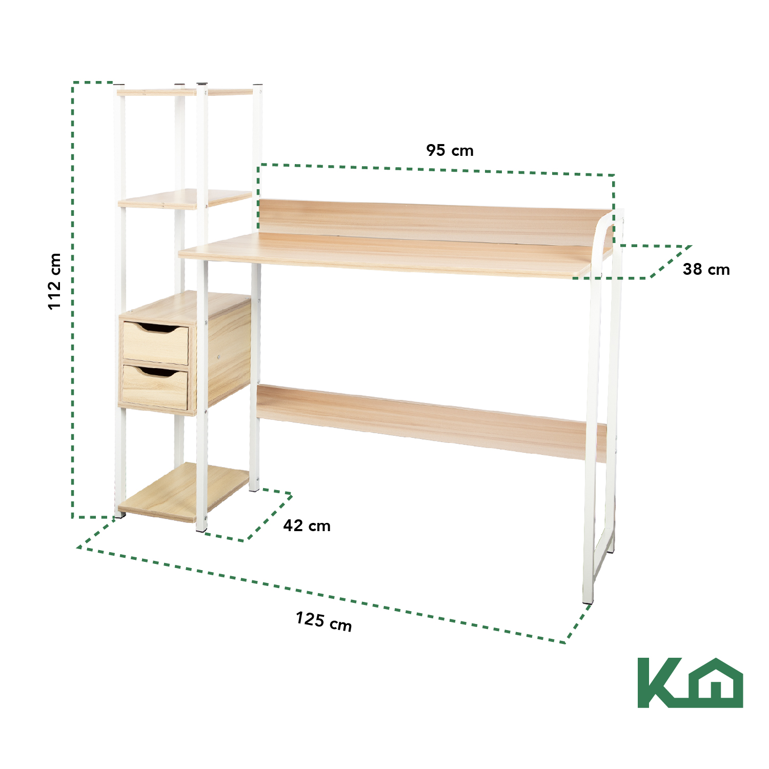 Foto 6 | Escritorio con Repisas y Cajones KingsHouse 300142 para Computadora Estudiante