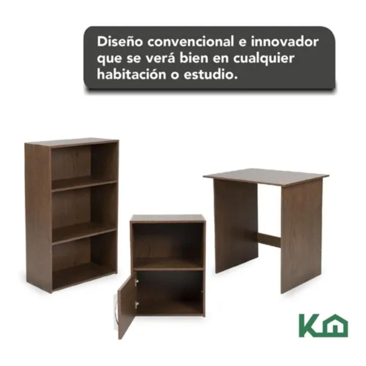 Foto 4 | Escritorio + Estante 3 Niveles + Estante KingsHouse B1275-SZ color Marrón