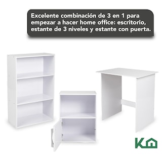 Foto 3 | Escritorio + Estante 3 Niveles + Estante KingsHouse B1276-SZ color Blanco