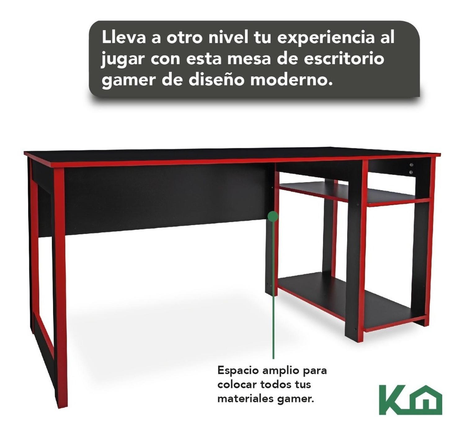 Foto 4 | Escritorio Gamer KingsHouse COMBO-KH-61 color Negro Moderno Juvenil con Lámpara Lupa Oscilante 3X