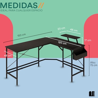 Foto 5 | Escritorio Mubson Gonia color Negro en L