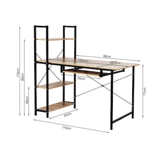 Foto 2 | Escritorio Iliosinnova E120-NC para Computadora Minimalista con Estantes Estilo Industrial