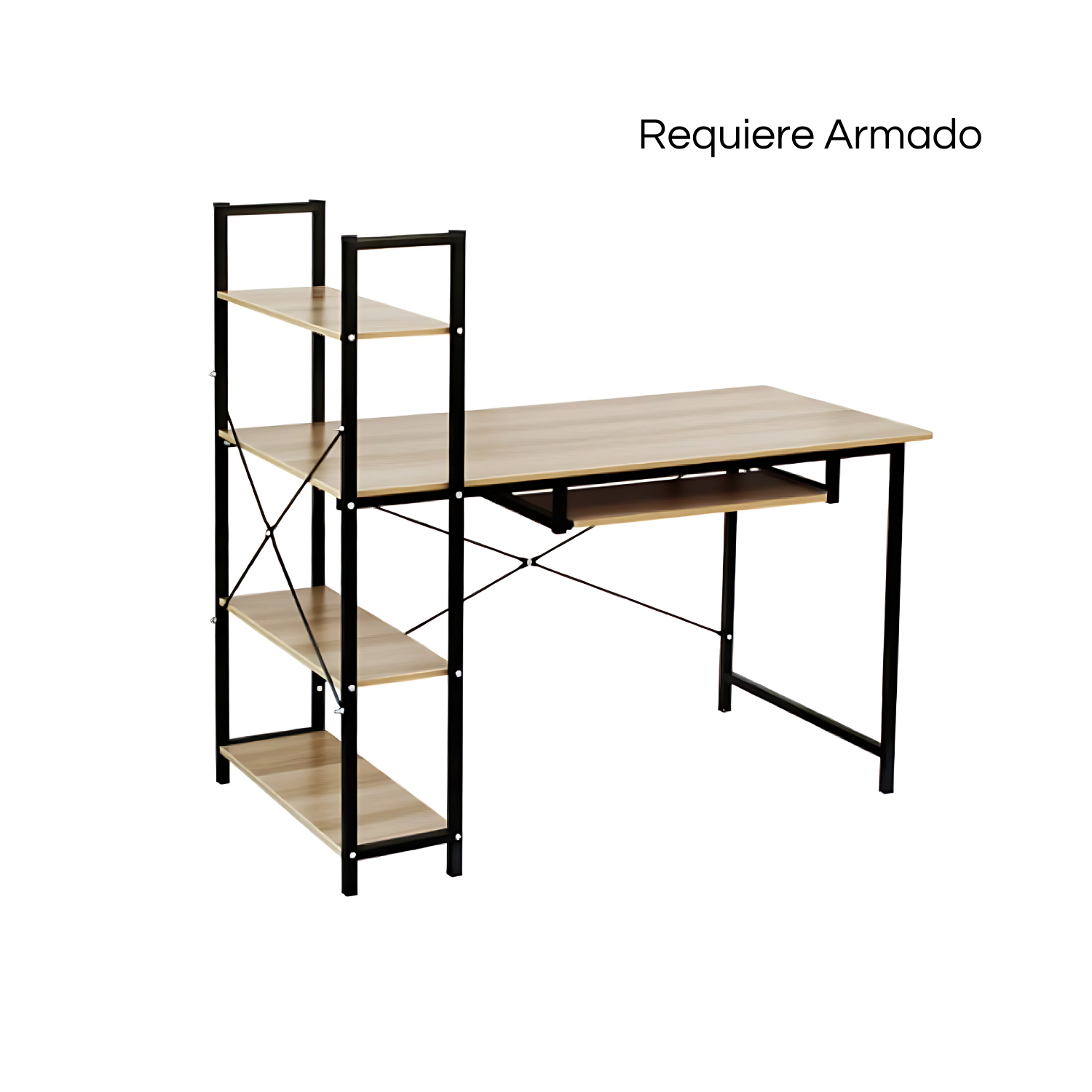 Foto 4 pulgar | Escritorio Iliosinnova E120-NC para Computadora Minimalista con Estantes Estilo Industrial