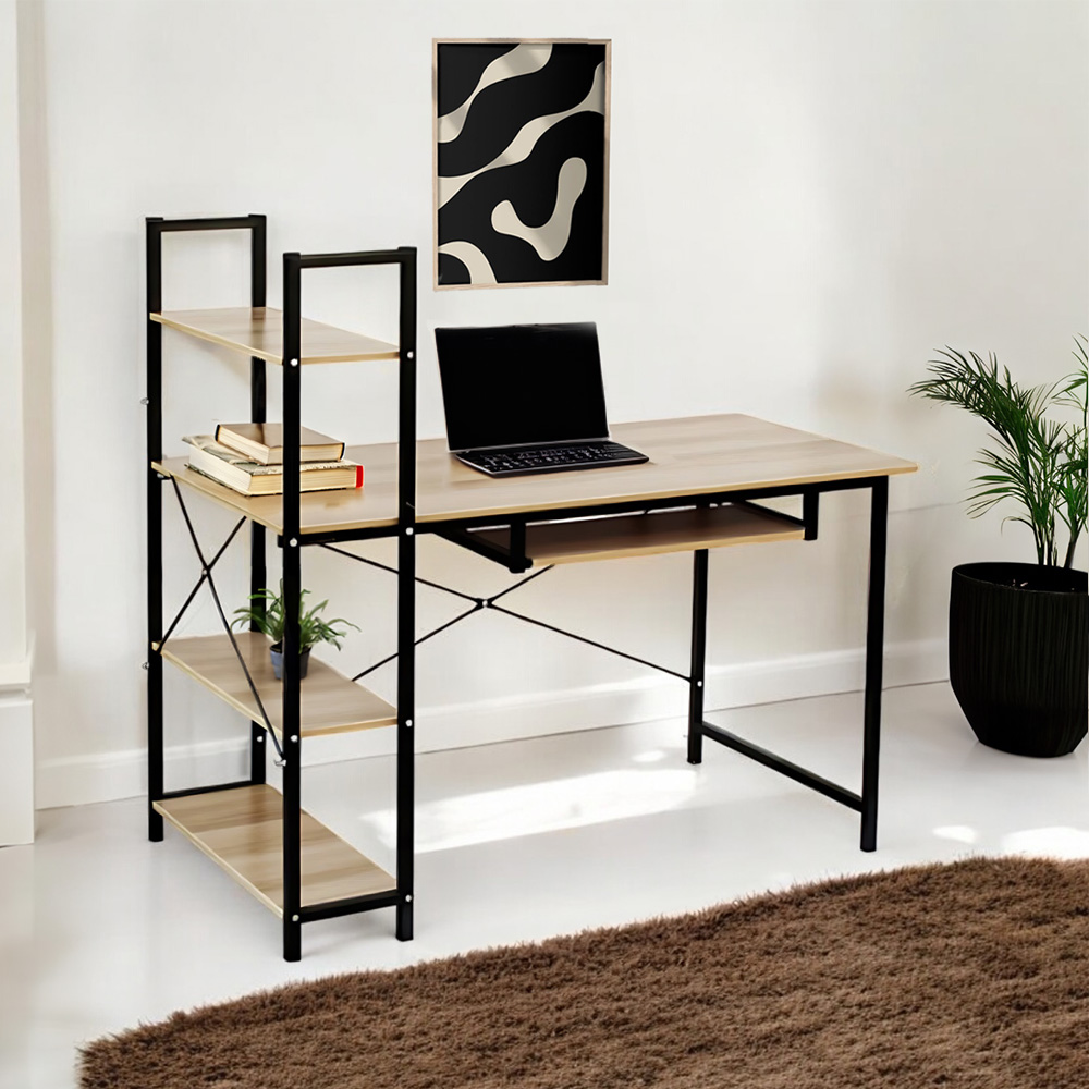 Foto 4 | Escritorio Iliosinnova E120-NC para Computadora Minimalista con Estantes Estilo Industrial
