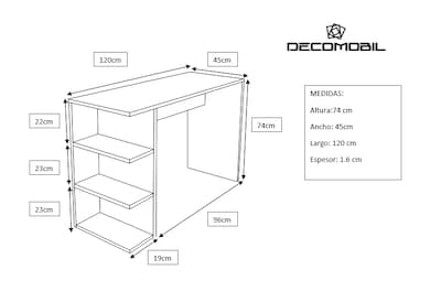 Foto 7 | Escritorio ESC-LIBRERO Genérico color Blanco con Librero Moderno para Casa u Oficina