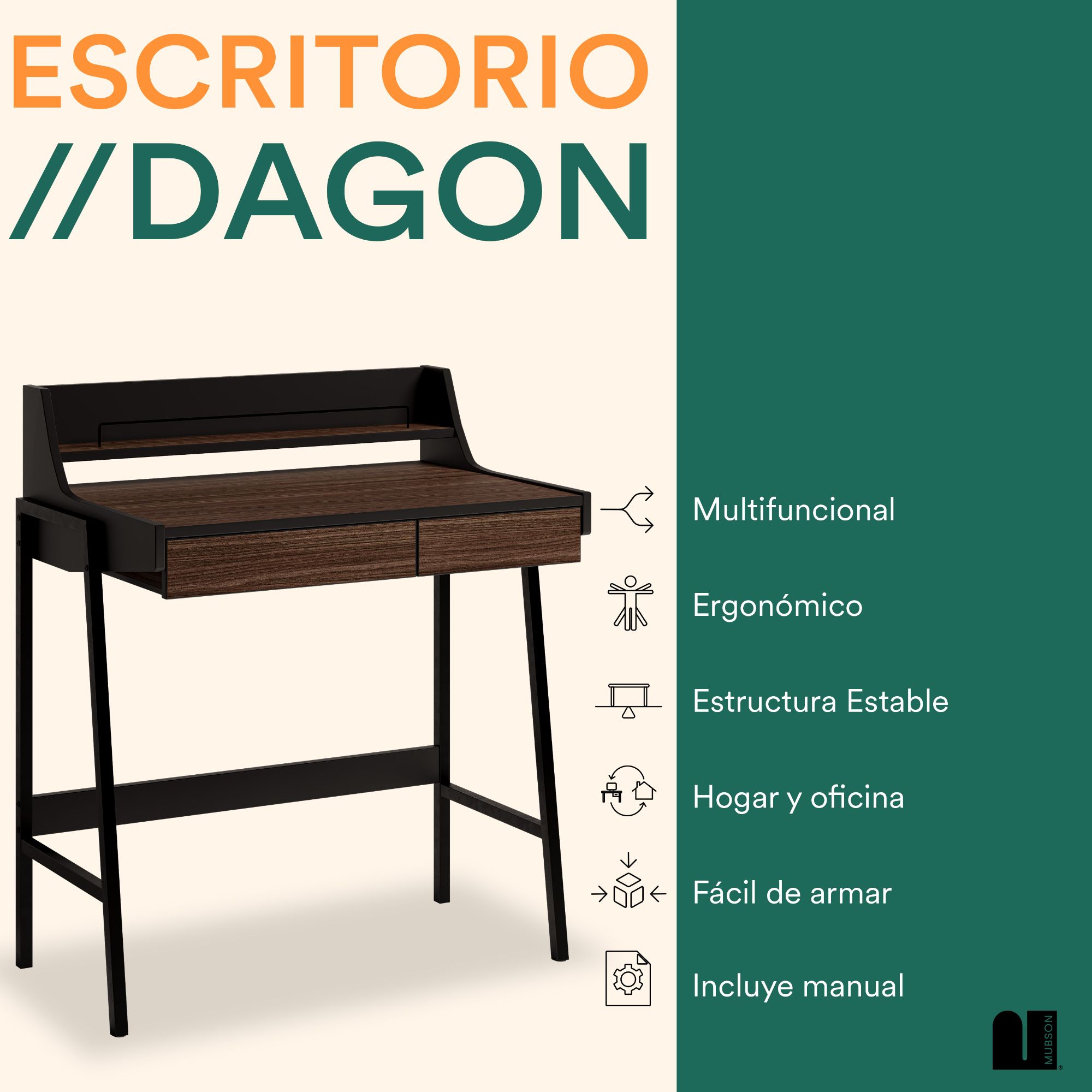 Foto 2 | Escritorio Mubson Dagon color Café