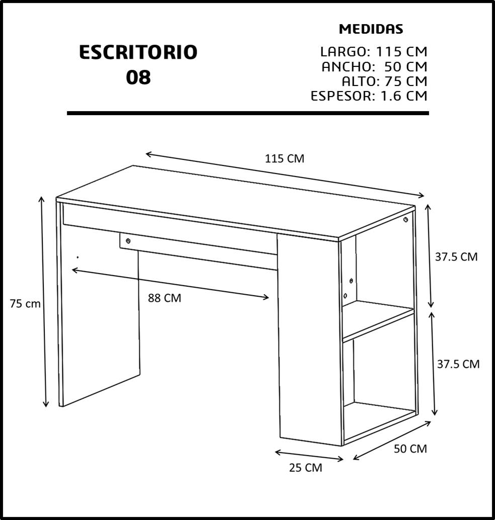 Foto 7 pulgar | Escritorio Genérico ESC-08-BA/LO color Blanco con Cajón