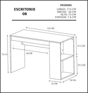 Foto 6 | Escritorio Genérico ESC-08-BA/LO color Blanco con Cajón