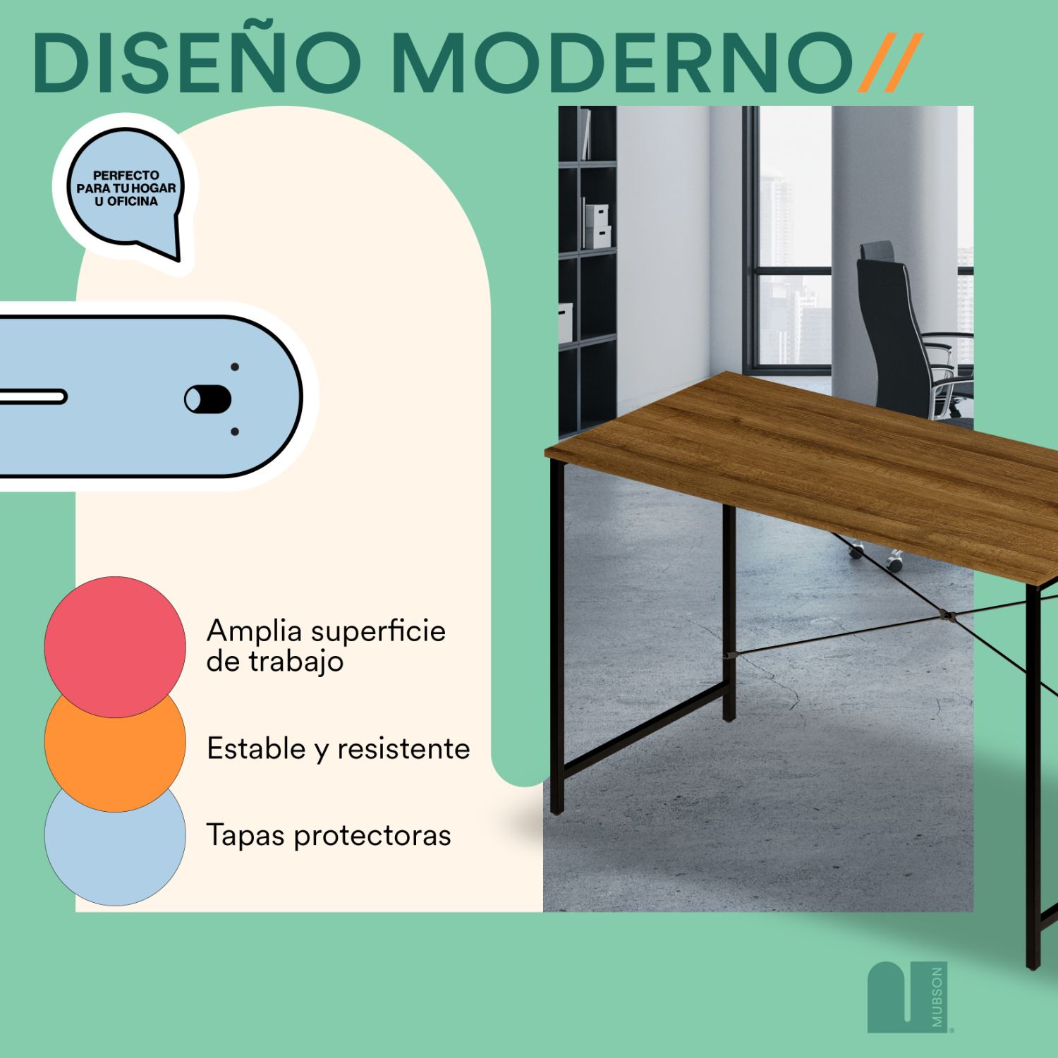 Foto 4 | Escritorio Minimalista para Trabajo o Estudio Mubson Mergo color Marrón