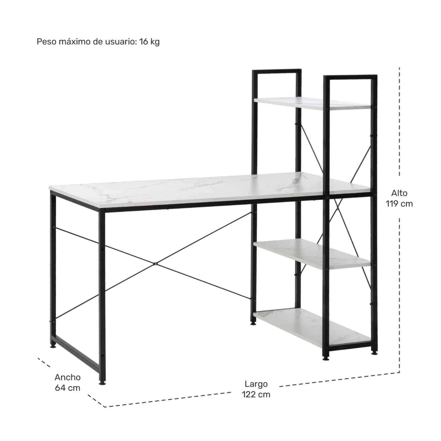 Foto 7 pulgar | Escritorio Rack & Pack mkz-deskoficaf Blanco