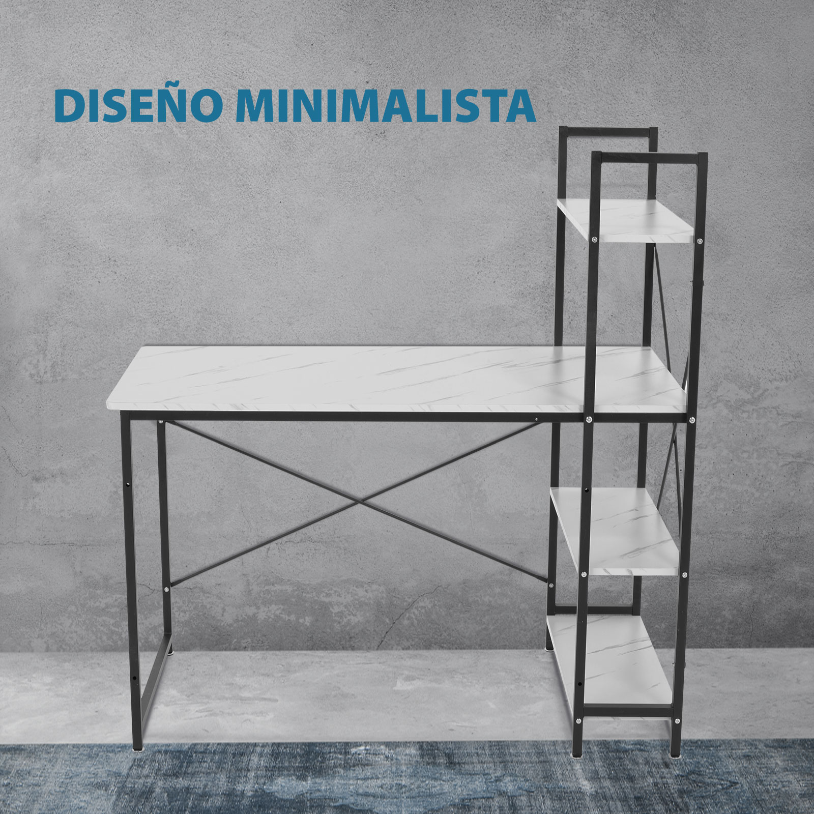 Foto 4 pulgar | Escritorio Minimalista Onof Anahí color Blanco con Repisas 2 en 1 para Oficina y Hogar