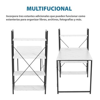 Foto 7 | Escritorio Minimalista Onof Anahí color Blanco con Repisas 2 en 1 para Oficina y Hogar