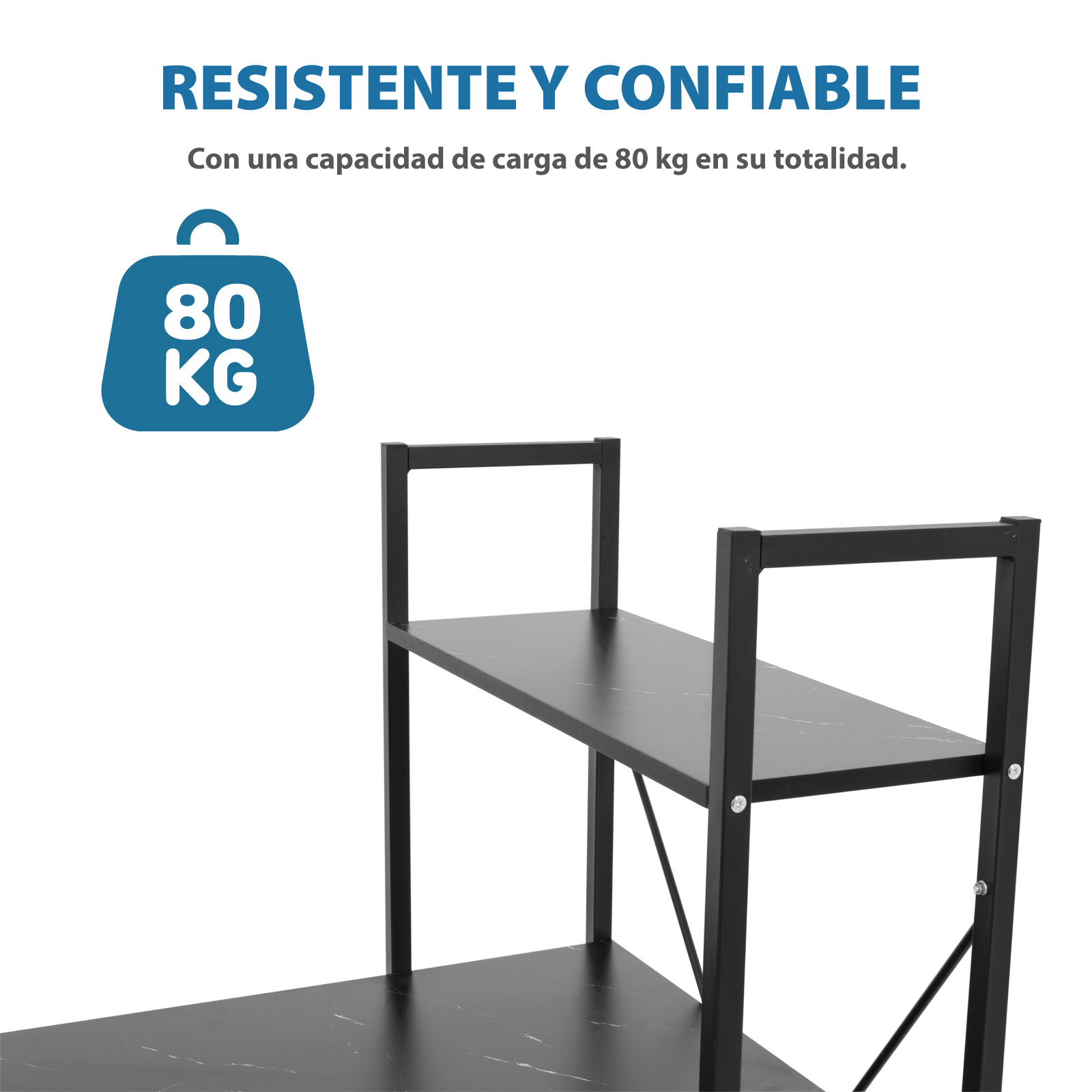 Foto 4 pulgar | Escritorio Minimalista Onof Anahí color Negro con Repisas 2 en 1 para Oficina y Hogar