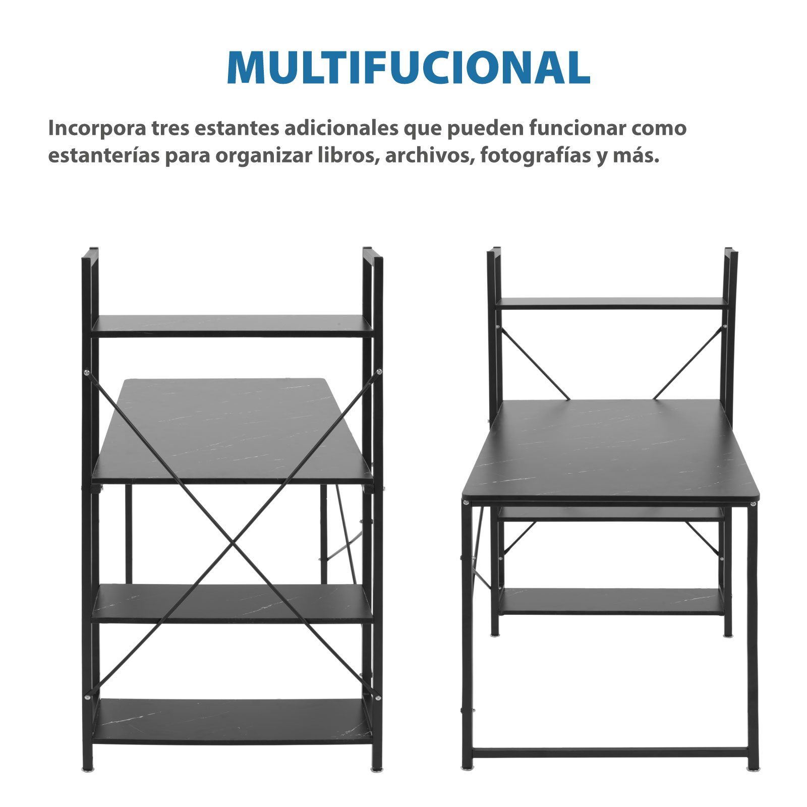 Foto 7 pulgar | Escritorio Minimalista Onof Anahí color Negro con Repisas 2 en 1 para Oficina y Hogar