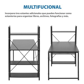 Foto 6 | Escritorio Minimalista Onof Anahí color Negro con Repisas 2 en 1 para Oficina y Hogar