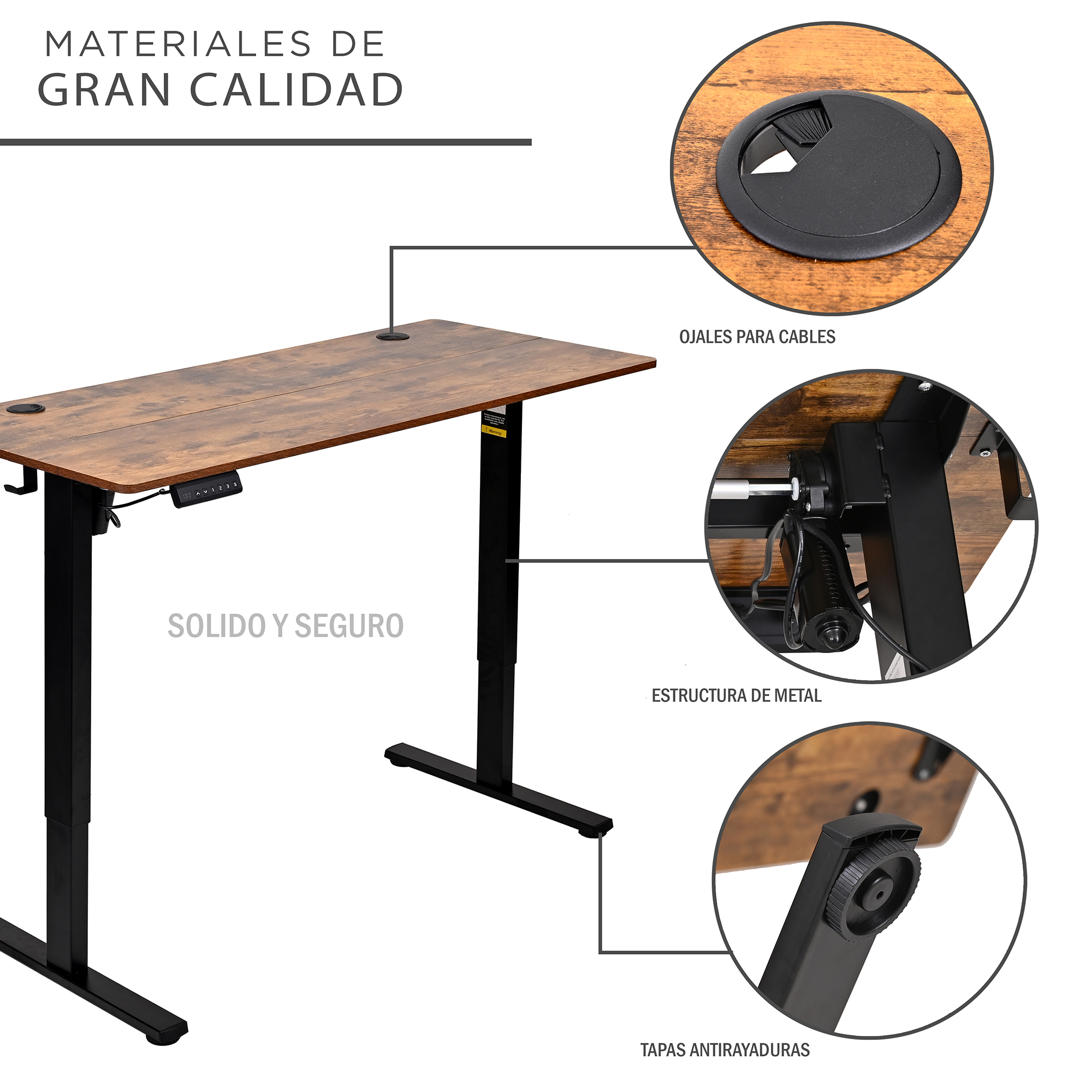 Foto 7 pulgar | Escritorio Eléctrico Altura Ajustable Oficina 140 x 60 EKE Life Home color Nogal