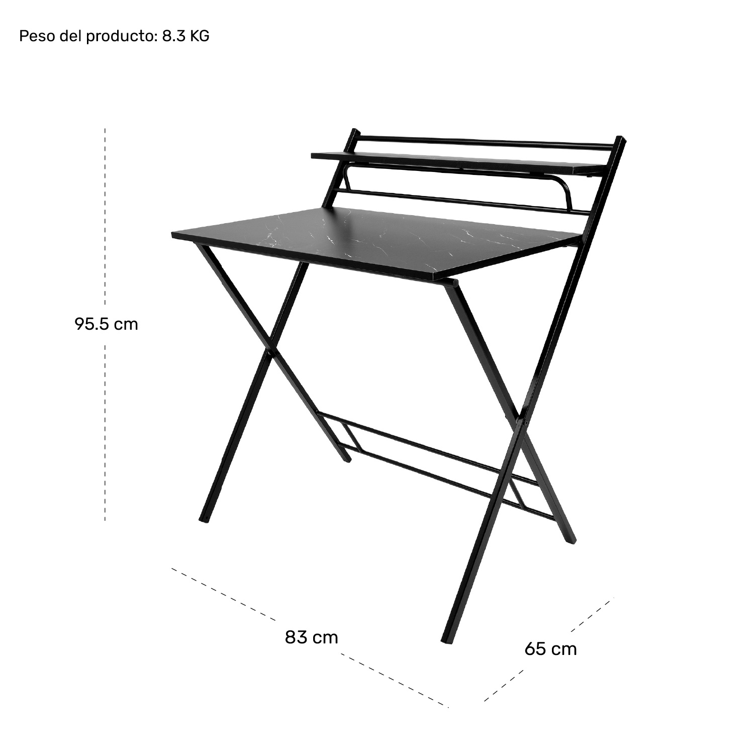 Foto 8 pulgar | Escritorio Plegable Rack & Pack Negro 2 Niveles