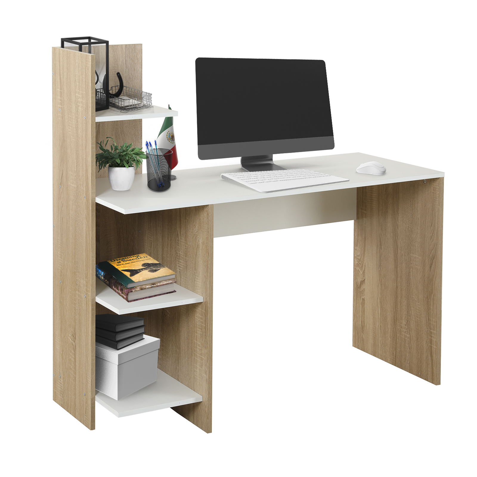 Escritorio Nórdico Top Living AF-CD29431 Maple Marrón Y Blanco