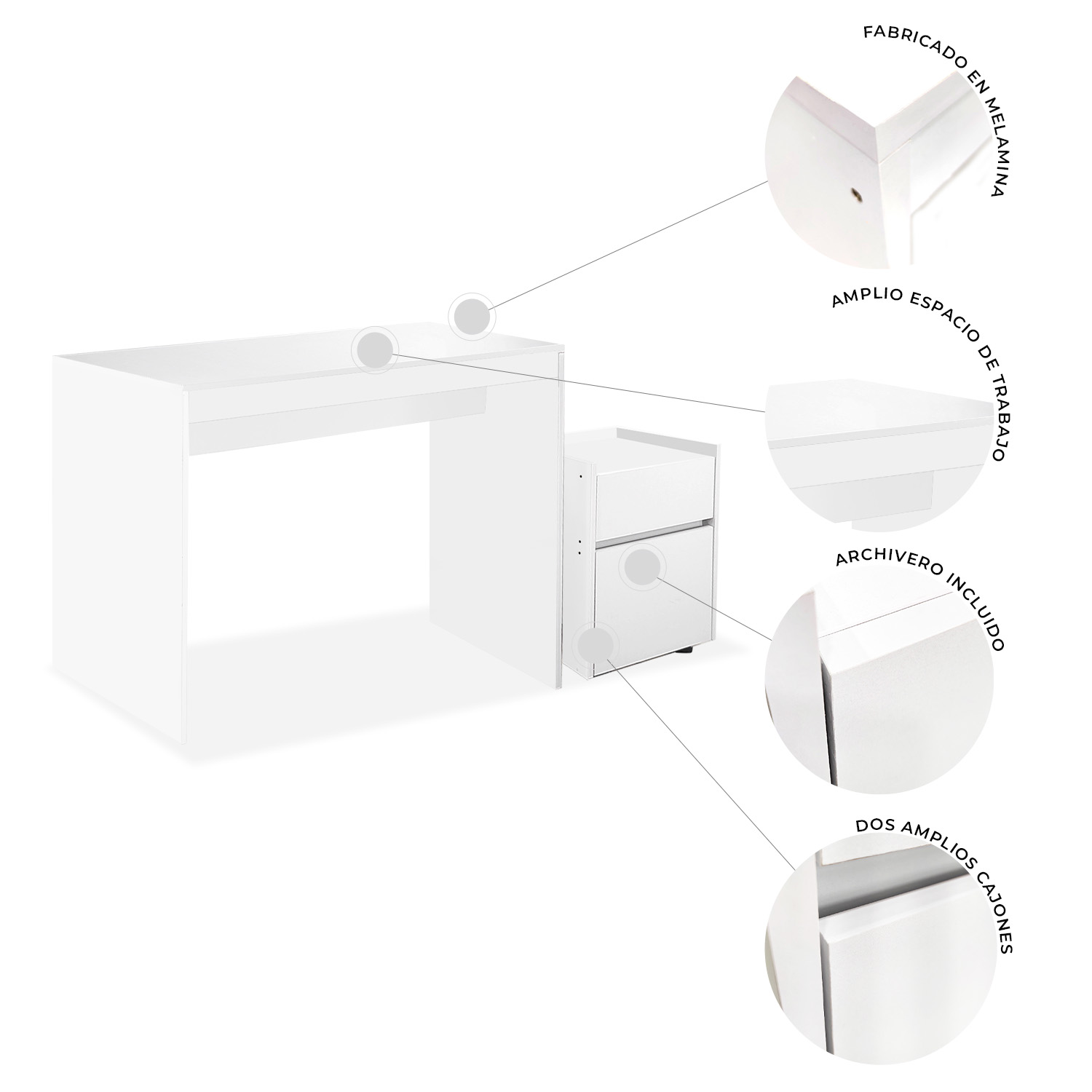 Foto 7 pulgar | Escritorio Archivero Mueble Organizador Oficina Monterosso Mundo In Color Blanco
