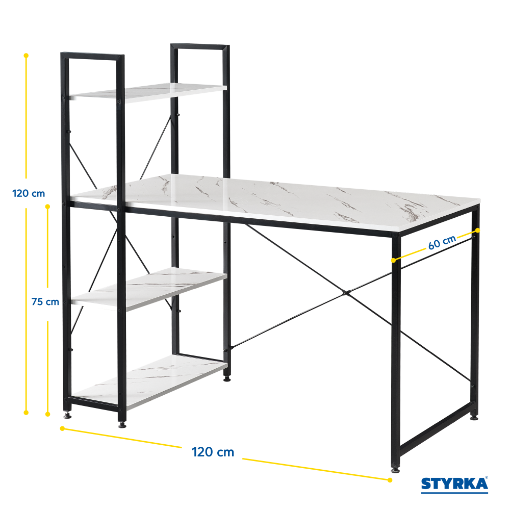 Foto 4 | Escritorio Con Estantes Multiusos Laterales Diseño Tipo Marmol Styrka