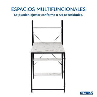 Foto 5 | Escritorio Con Estantes Multiusos Laterales Diseño Tipo Marmol Styrka