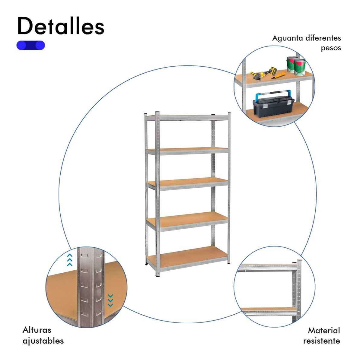Foto 4 pulgar | Estante Metálico Rack Organizador Multiusos Hogar 5 Niveles
