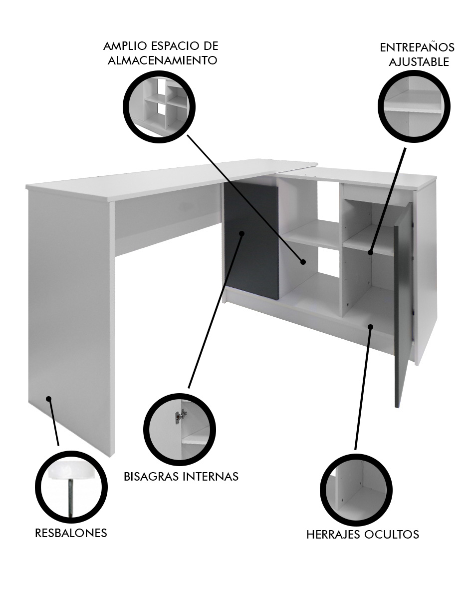 Foto 6 | Escritorio En L Para Computadora Minimalista Siena
