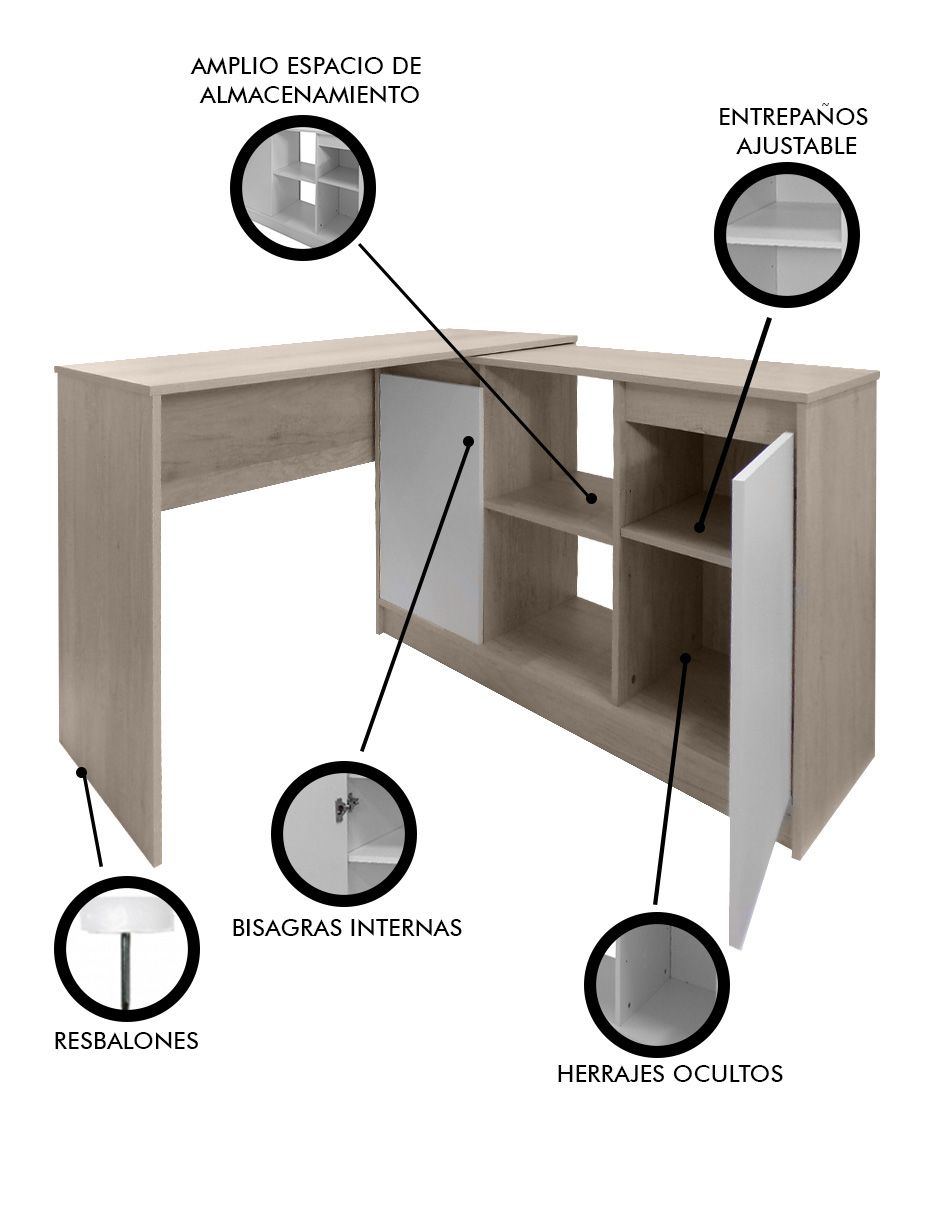 Foto 6 | Escritorio En L Para Computadora Minimalista Siena