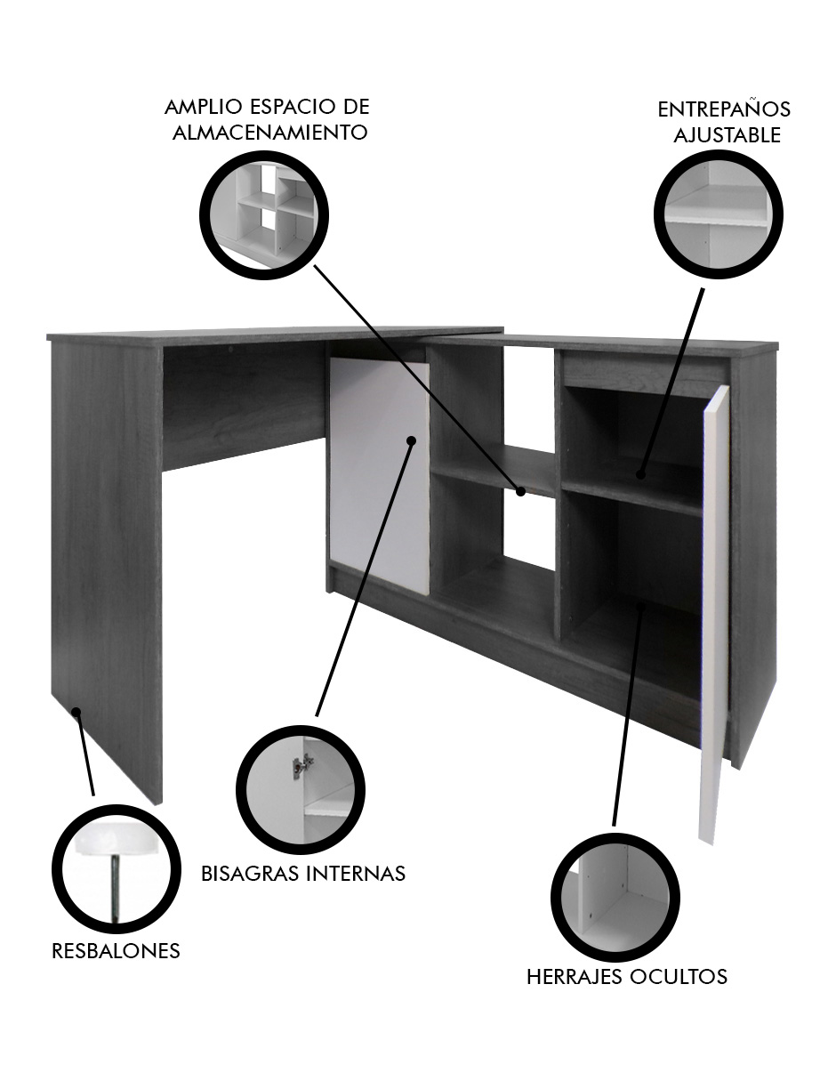 Foto 6 | Escritorio En L Para Computadora Minimalista Siena
