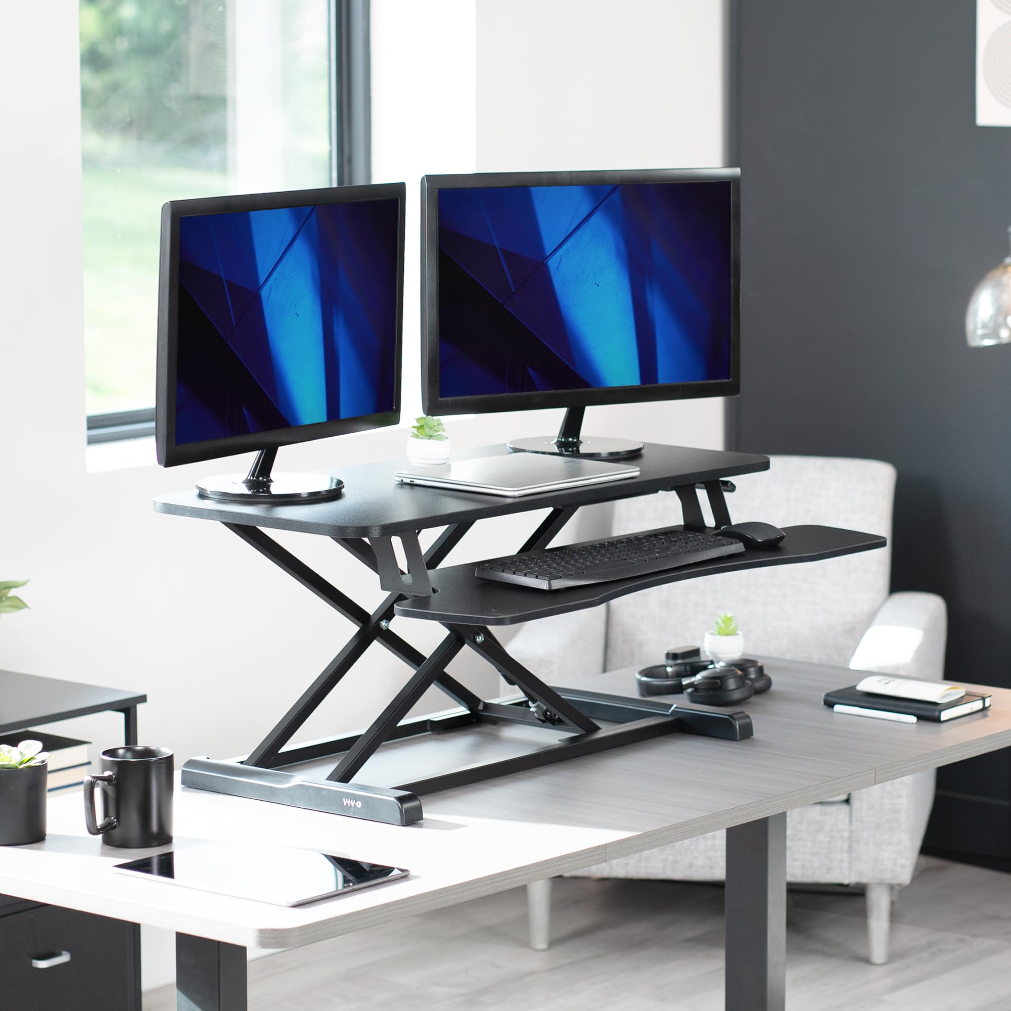 Foto 2 | Convertidor De Escritorio Vivo Serie K Desk-v036kb, 91 Cm De Altura, Negro - Venta Internacional.