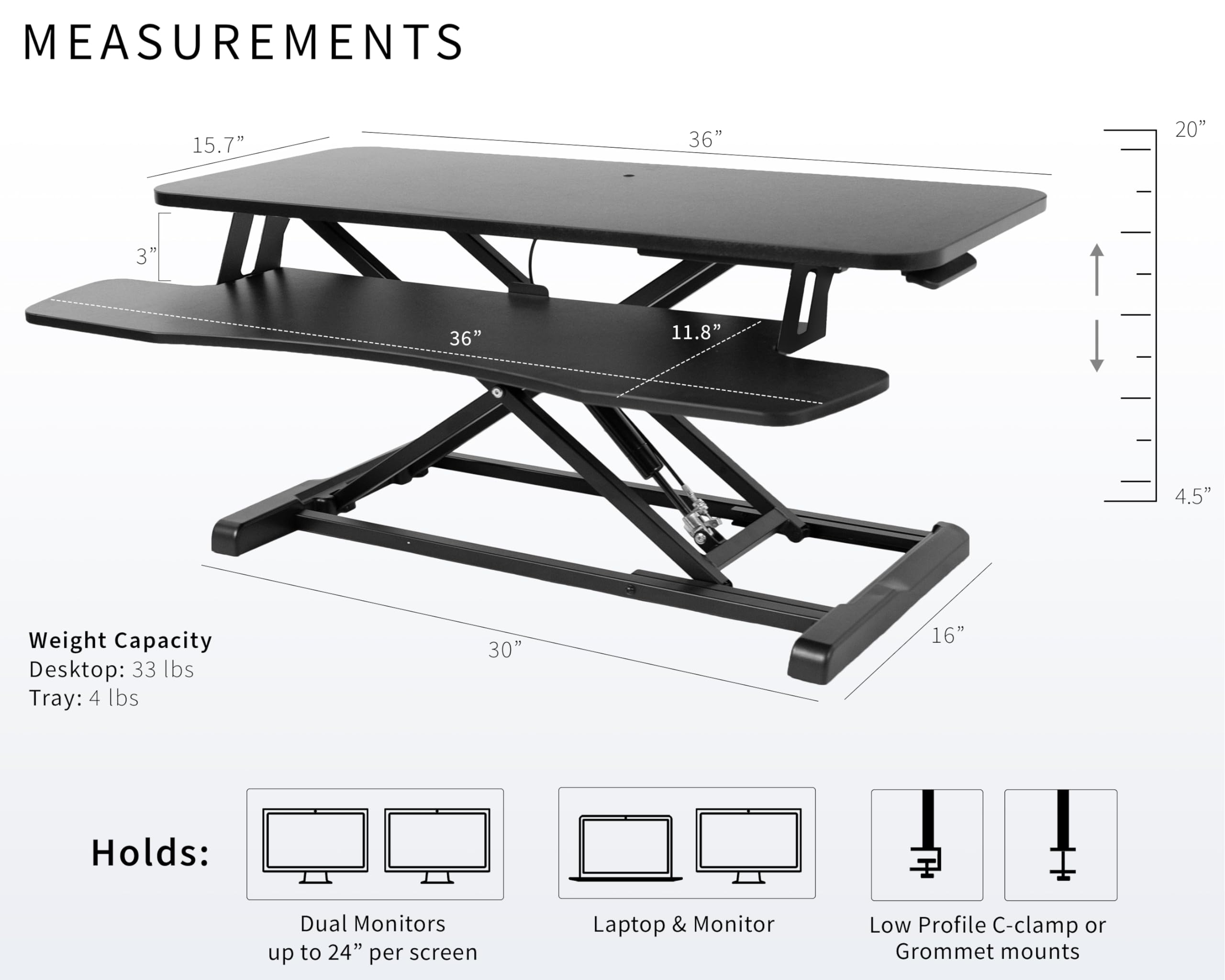 Foto 4 pulgar | Convertidor De Escritorio Vivo Serie K Desk-v036kb, 91 Cm De Altura, Negro - Venta Internacional.