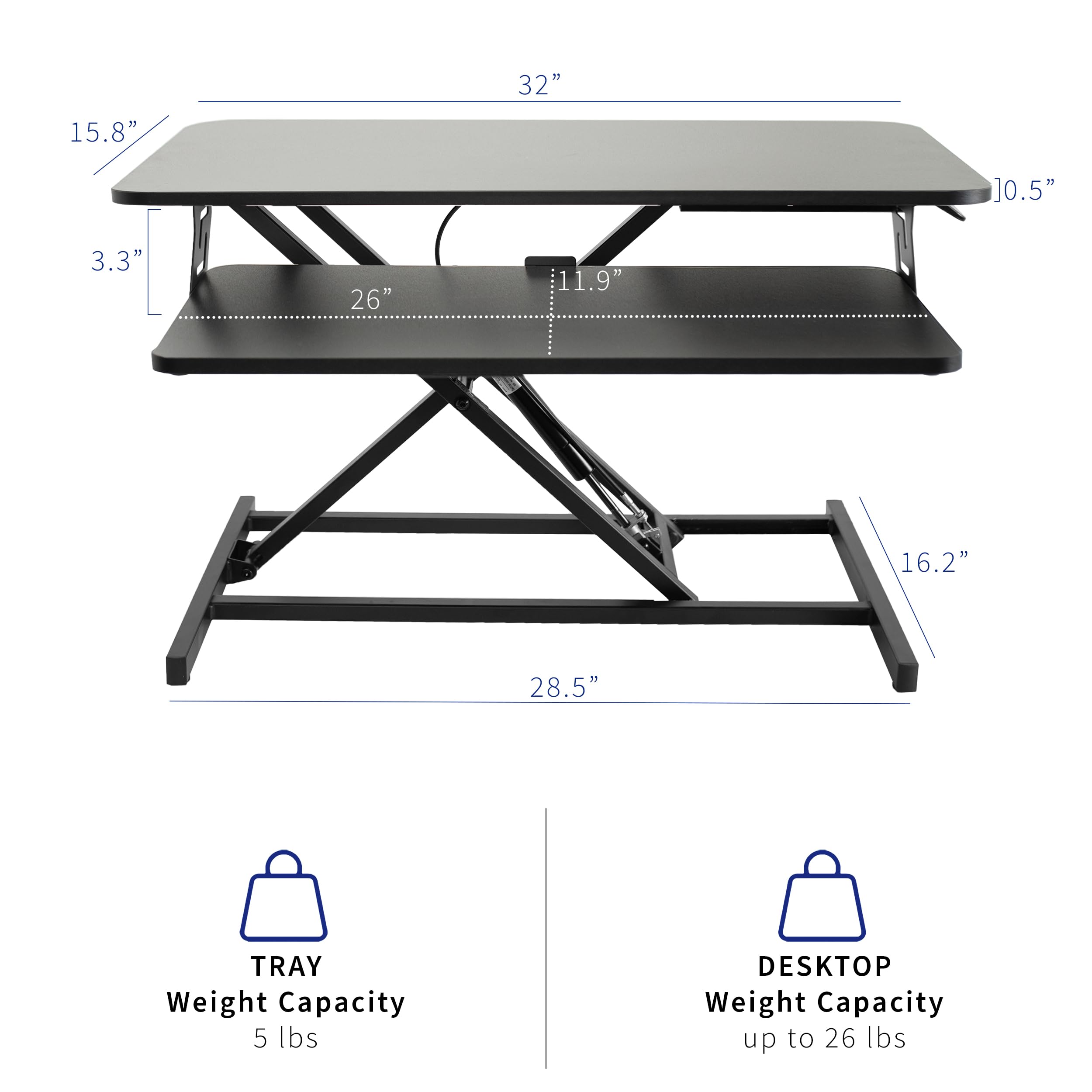 Foto 4 pulgar | Elevador De Escritorio Vivo Desk-v000s, Altura Ajustable 81 Cm, Negro - Venta Internacional.