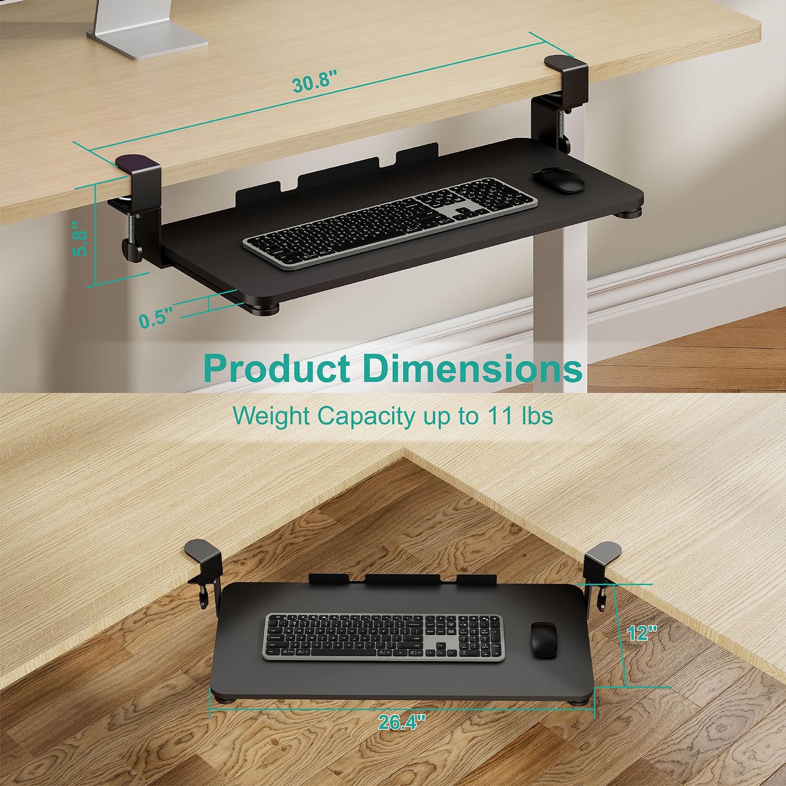 Foto 4 pulgar | Bandeja Para Teclado Wali Kbt001-b Para Debajo Del Escritorio, 27,28 X 11,85 Cm, Color Negro - Venta Internacional.