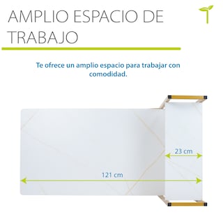 Foto 7 | Escritorio Minimalista Angela C/ Repisas 2 En 1 Para Oficina Y Hogar Color Blanco- Dorado