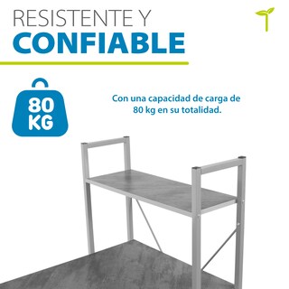 Foto 4 | Escritorio Minimalista Angela C/ Repisas 2 En 1 Para Oficina Y Hogar Color Gris-negro