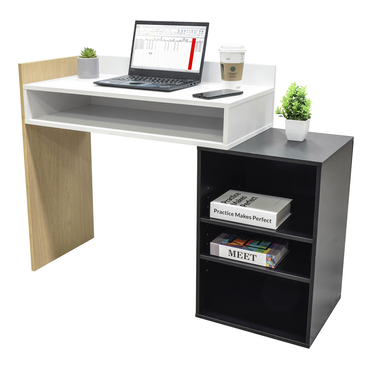 Foto 4 pulgar | Escritorio Top Living Desk-20 Café Negro Y Blanco