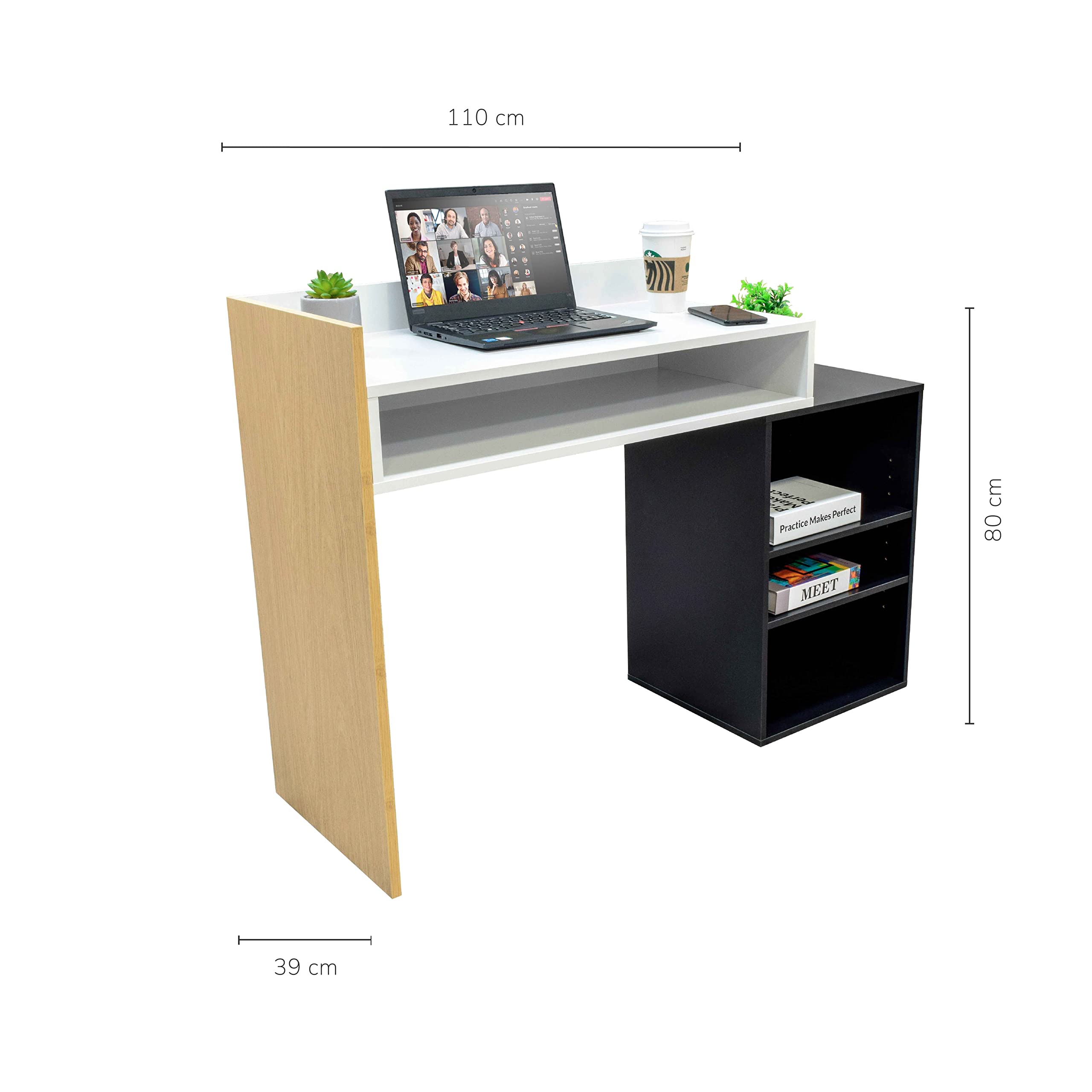 Foto 4 | Escritorio Top Living Desk-20 Café Negro Y Blanco