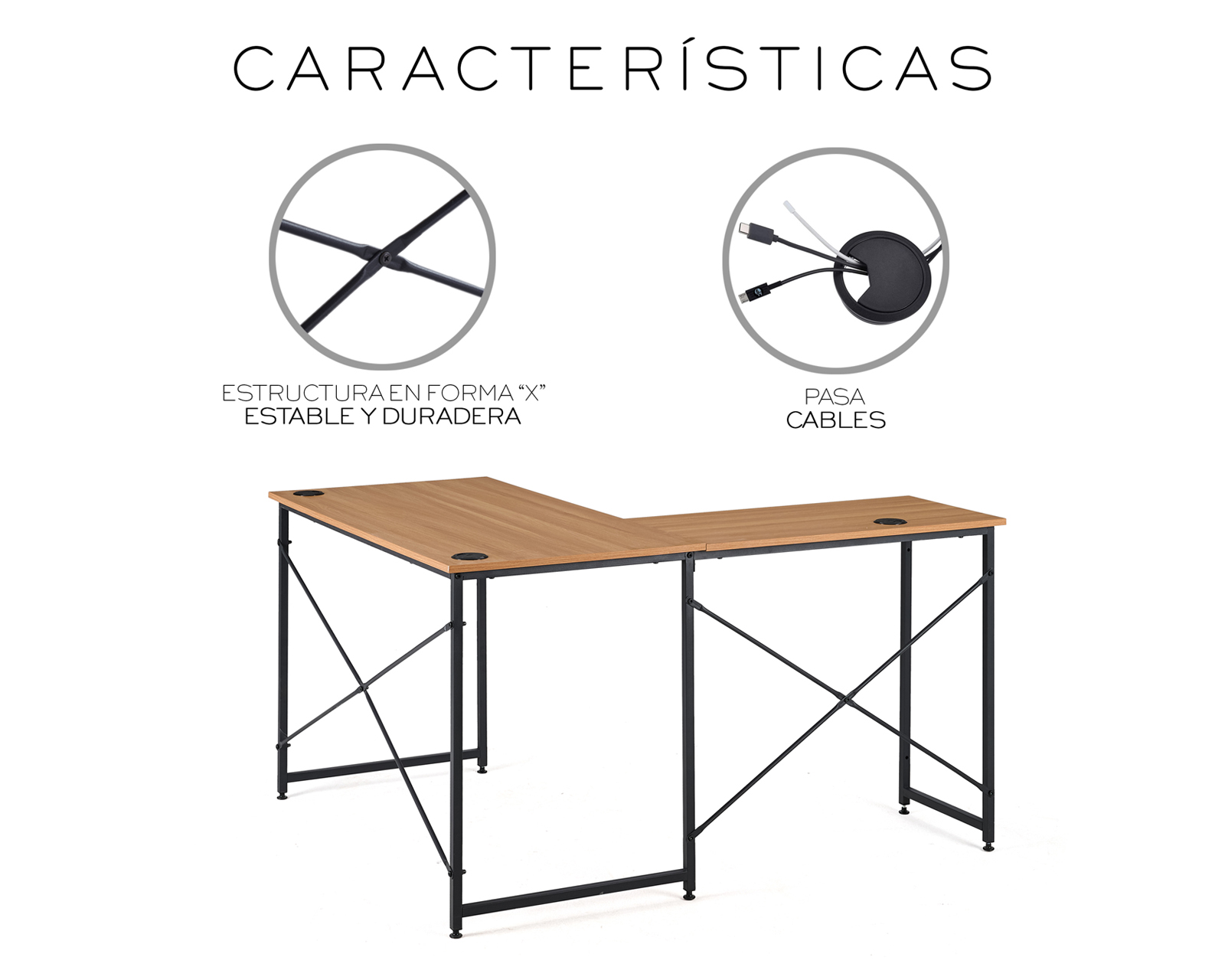 Foto 7 | Escritorio de Oficina en L Minimalista de Madera Nogal Nube